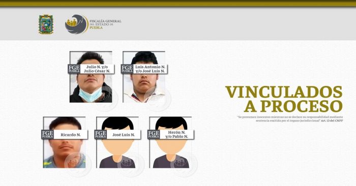 Obtiene FGE Puebla vinculación a proceso de 5 presuntos agresores de ex regidora