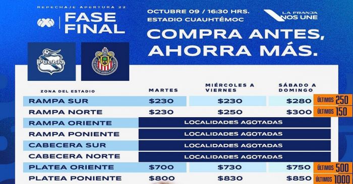 Esperan gran afluencia en el Cuauhtémoc para el Puebla vs Chivas por el pase a Liguilla