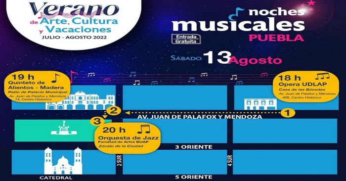 Invitan a las noches musicales de fin de semana en el Centro Histórico de Puebla