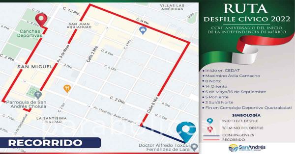 Anuncian cierre de vialidades por Desfile C&iacute;vico en San Andr&eacute;s Cholula