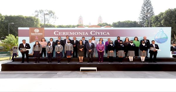 Realizan ceremonia cívica de marzo en San Andrés Cholula