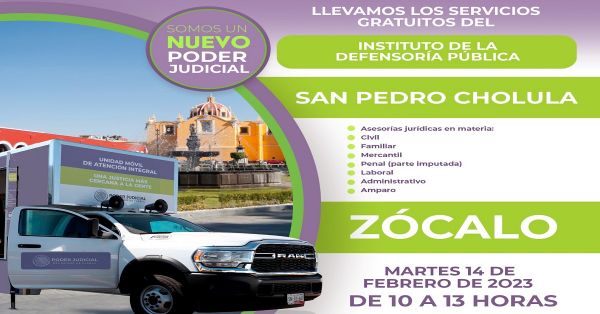 Anuncian diversos servicios gratuitos del Poder Judicial en San Pedro Cholula