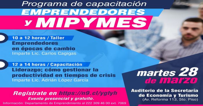 Realizarán jornada de capacitación para emprendedores en Puebla