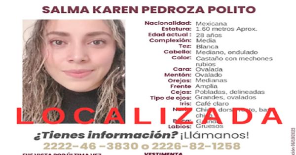 Localizan a Salma Karen, desaparecida en Puebla