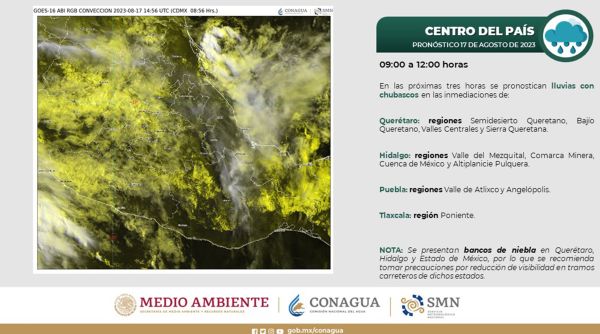 Pronostican lluvias en Puebla por paso de Hilary