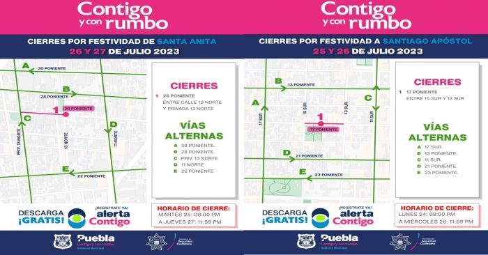 Anuncian cierres viales por fiestas patronales en Santiago Apóstol