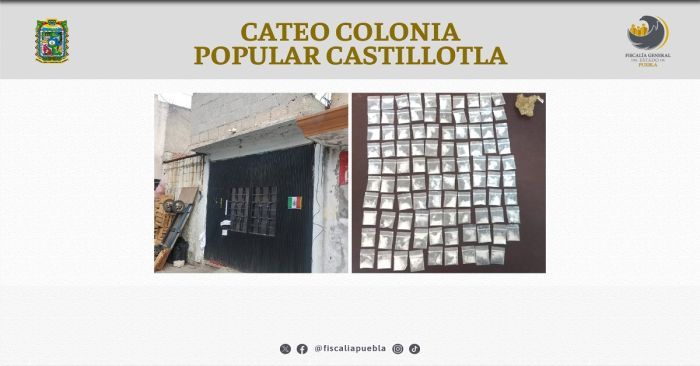 Catean domicilio donde distribuían drogas en Puebla