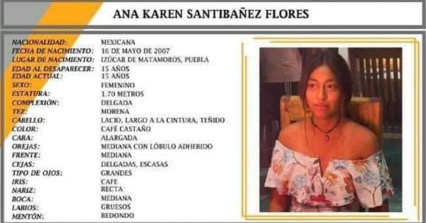 Piden ayuda para localizar a Ana Karen Santibañez de 15 años en Izúcar