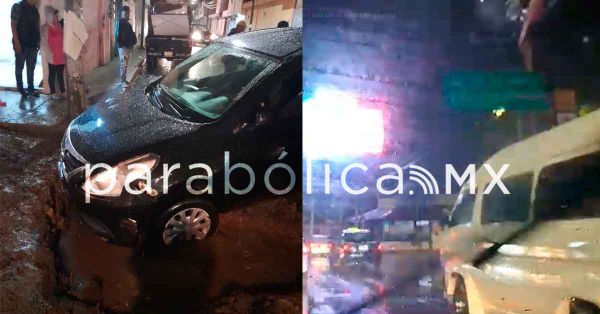 Noche de lluvia y accidentes en la capital poblana