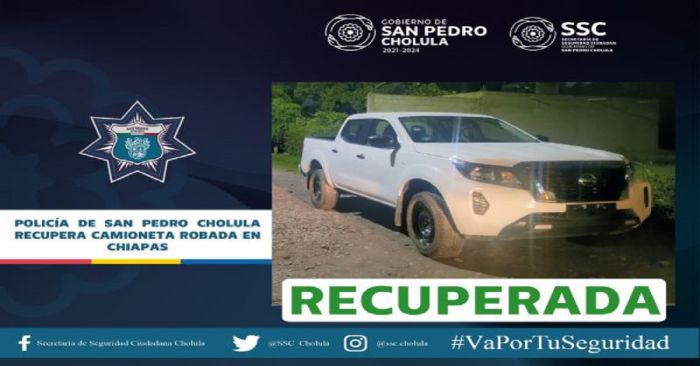 Recuperan en San Pedro Cholula camioneta con reporte de robo