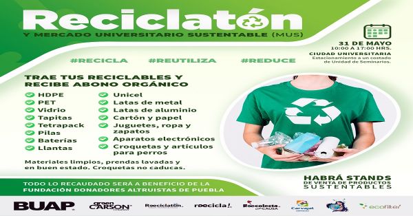 Realizará BUAP realizará el Reciclatón 2023