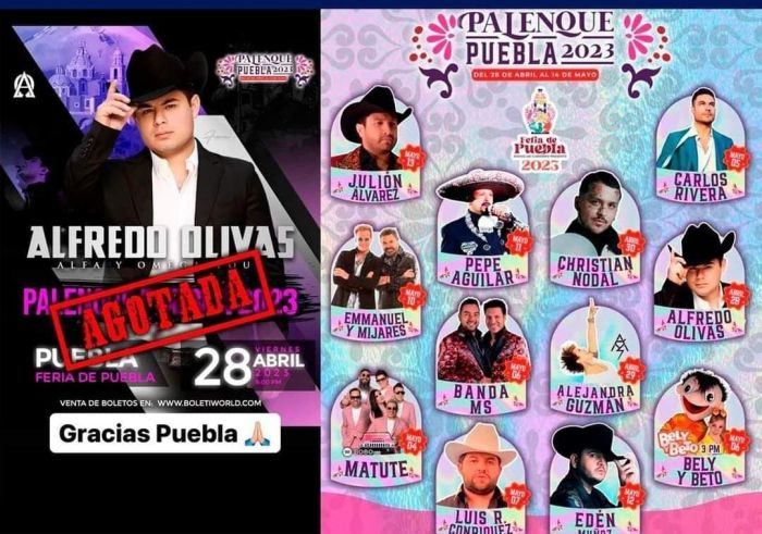 Agotan Alfredo Olivas y Julión Álvarez entradas para el Palenque de la Feria de Puebla