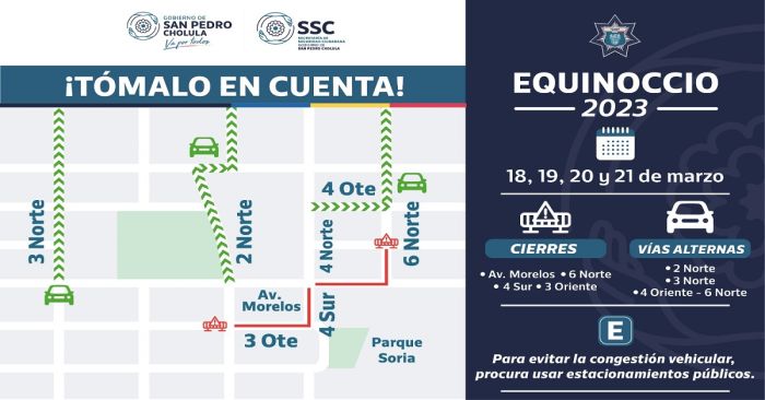 Habrá dispositivo de vialidad por el “Festival del Equinoccio 2023” en San Andrés Cholula