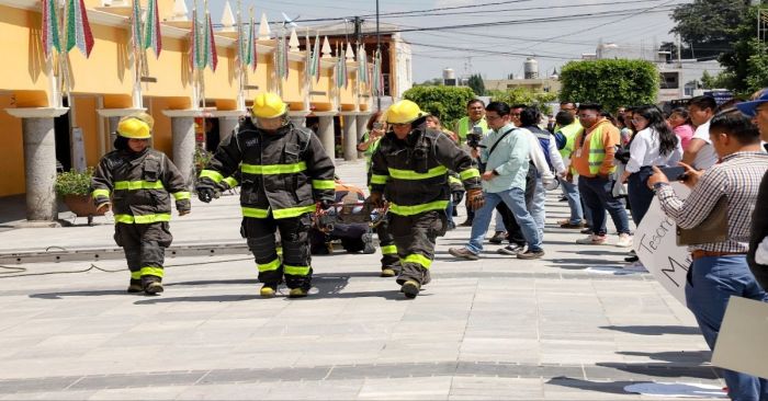 Participan en San Andrés Cholula en el simulacro nacional 2023