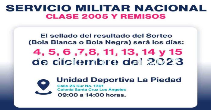 Convoca Segom a acudir al sellado de la Cartilla Militar