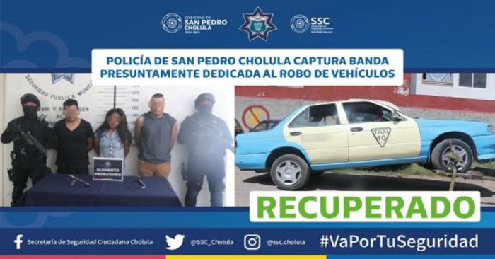 Capturan en Cholula a una banda dedicada al robo de vehículos