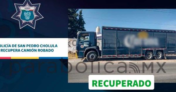 Recupera Policía de San Pedro Cholula vehículo de carga
