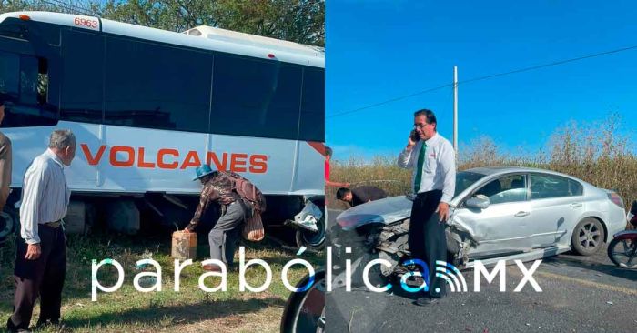 Choca autobús en el Crucero de Colón y Zolonquiapa