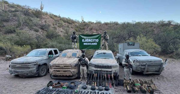 Asegura Ejército y GN armas de fuego de alto poder y vehículos en Sonora