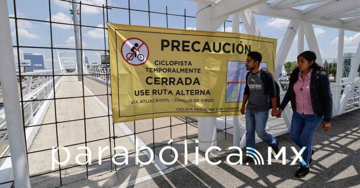 Cierran puente de la ciclopista en Vía Atlixcáyotl y Cúmulo de Virgo