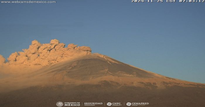 Actividad del Popocatépetl fue de 42 exhalaciones y 258 minutos de tremor