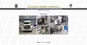 Catean inmueble en Santa Isabel Cholula donde ubicó un tractocamión y diversas autopartes