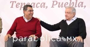 Elogia AMLO a Puebla; refrenda amistad con Sergio Salomón