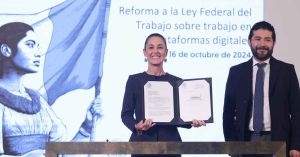 Presenta Sheinbaum iniciativa para brindar derechos de trabajadores de plataformas digitales