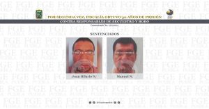 Reciben sentencia Juan Hilario N. y Manuel N. por los delitos de secuestro y robo de vehículo