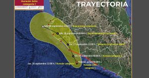 Se intensifica “John” como huracán categoría 1; próximo a costas de Michoacán