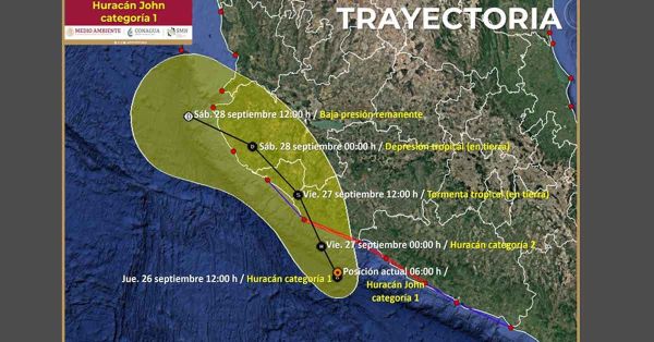 Se intensifica “John” como huracán categoría 1; próximo a costas de Michoacán