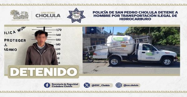 Transitaba en las calles de San Pedro Cholula con 500 litros de hidrocarburo