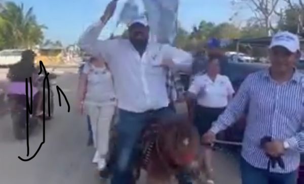 Exhiben a Esteban Abraham Macari por montar un burro para promocionarse