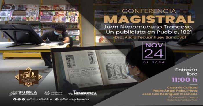 Anuncian conferencia magistral por 50 años de la Hemeroteca Pública de Puebla