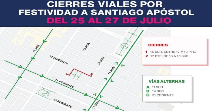 Anuncian cierres viales por Festividad Patronal