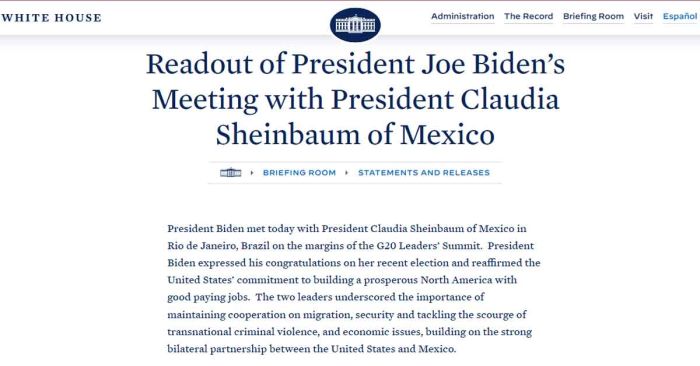 Sostienen encuentro Joe Biden y Claudia Sheinbaum