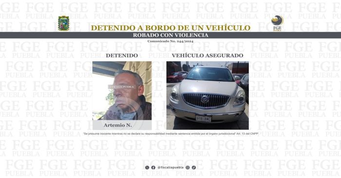 Detienen a Artemio N., por conducir un vehículo con reporte de robo