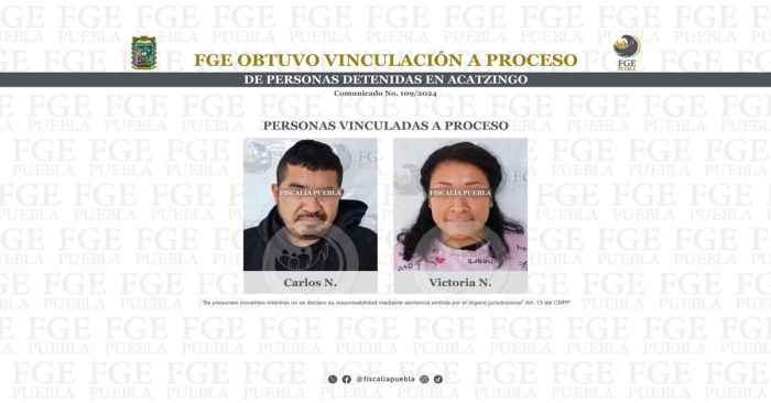 Vinculan a proceso a Carlos N. y Victoria N. durante un cateo en Acatzingo