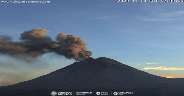 Mantiene actividad el Popocatépetl, emite 11 exhalaciones y 208 minutos de tremor