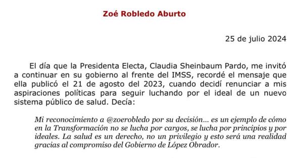 Será un honor continuar en el IMSS junto a Sheinbaum: Zoé Robledo