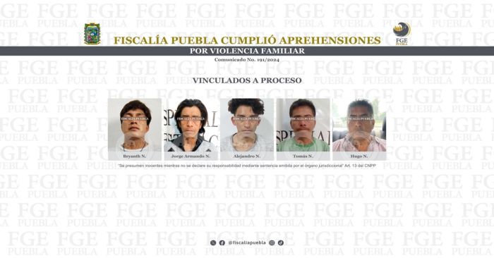 Hay cinco personas detenidas por el delito de violencia familiar