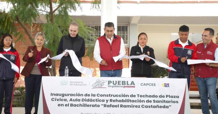 Inaugura Sergio Salomón techado en Secundaria Técnica 108