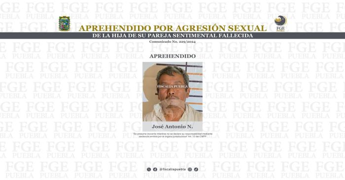 Detienen a José Antonio N., por el delito de abuso sexual en agravio de una menor de edad