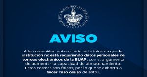 Alerta BUAP a sus alumnos para evitar abrir correo falso