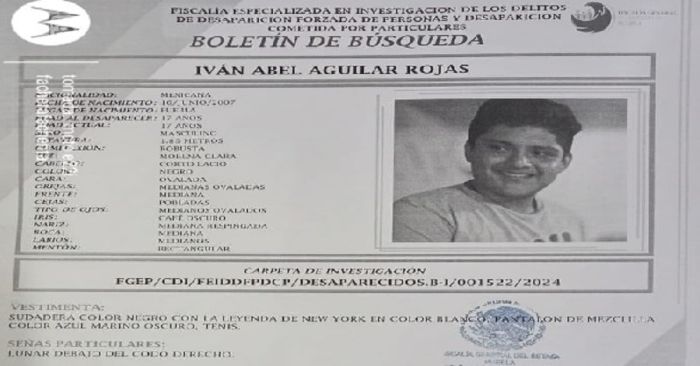 Buscan a Iván Abel Aguilar ¿lo has visto?