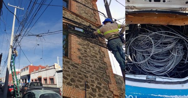 Continúan en la capital poblana con el retiro de cables