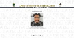 Detienen a Ángel Antonio N. por el delito de detentación de vehículo robado