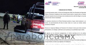 Confirma SSPPC de San Andrés Cholula ataque directo en Cacalotepec