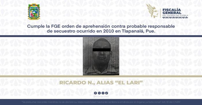 Detienen al responsable de secuestro ocurrido en 2010 en Tlapanalá