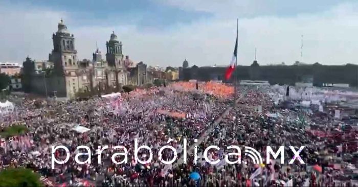 Congrega Sheinbaum a m&aacute;s de 600 mil personas en el Z&oacute;calo de CDMX